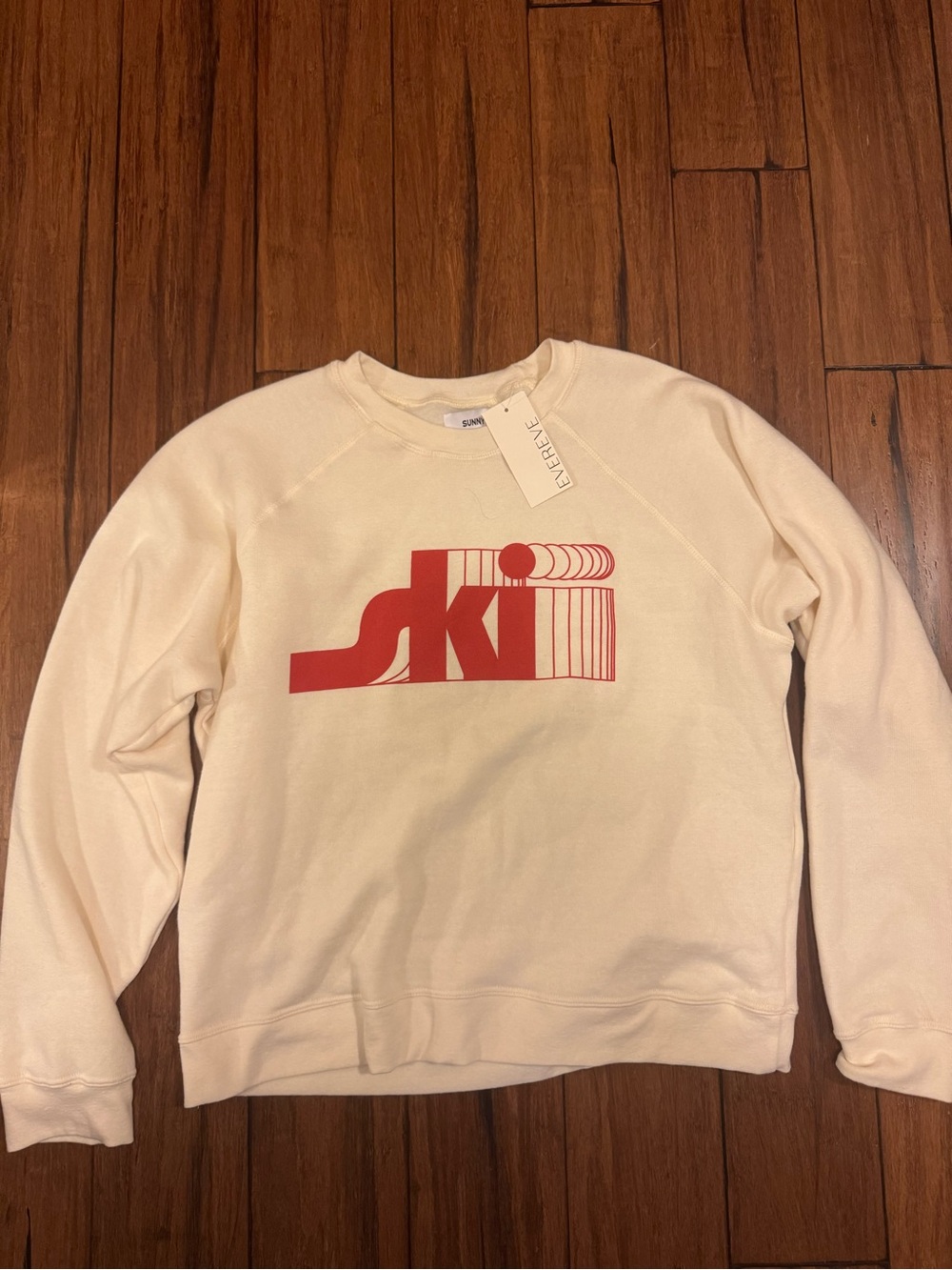 NWT Sunny Somewhere Ski Fleece Crew Sweatshirt Off White | Size M